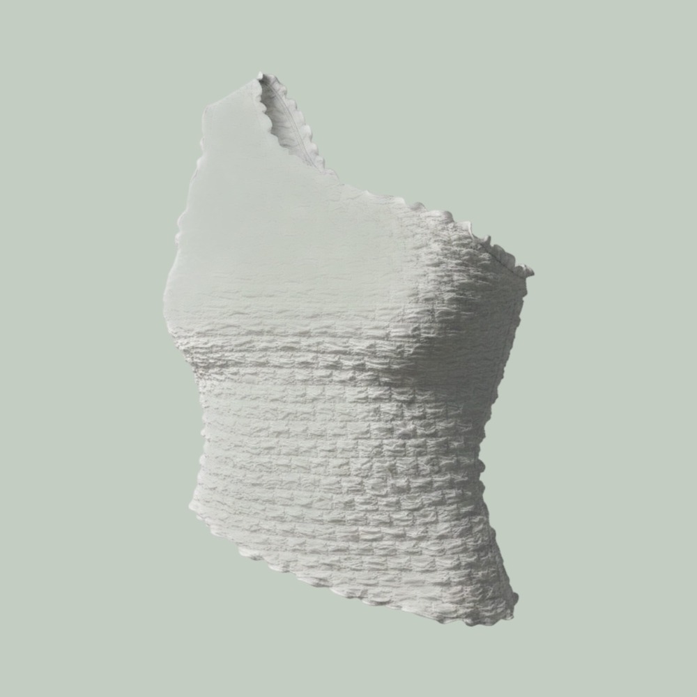 H&M Divided White Popcorn Textured One Shoulder Asymmetrical Top Large
